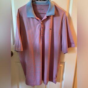 Vineyard Vines Blue and Pink Striped Polo